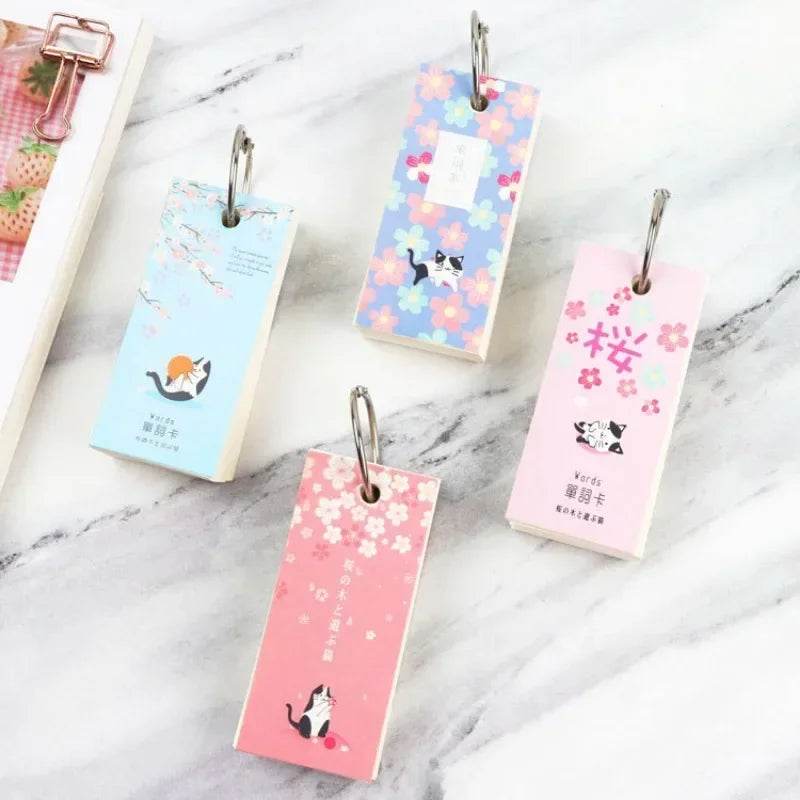 110 Sheets Lovely Mini Notebook School Supplies Stationery Vocabulary Writing Reciting Book Sticky Note Loose Leaf Memo Cards - AIAZ