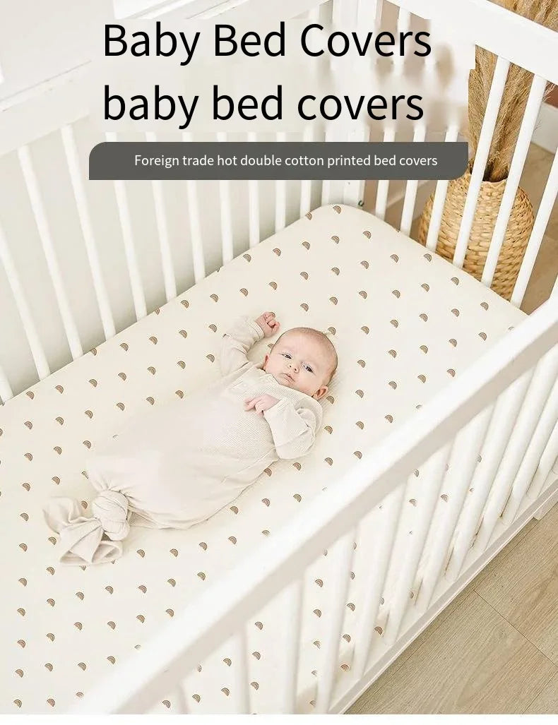 130*70cm Crib Fitted Sheets Soft Baby Bed Mattress Covers Print Newborn Toddler Bedding Set Kids Mini Cot Cotton 2024 Sheets