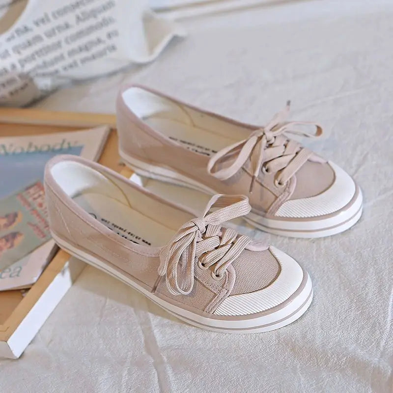 Shoes For Women Flat Canvas Lace Up Woman Footwear White Comfortable And Elegant Stylish Low Price Daily Routine 39 Sale A
