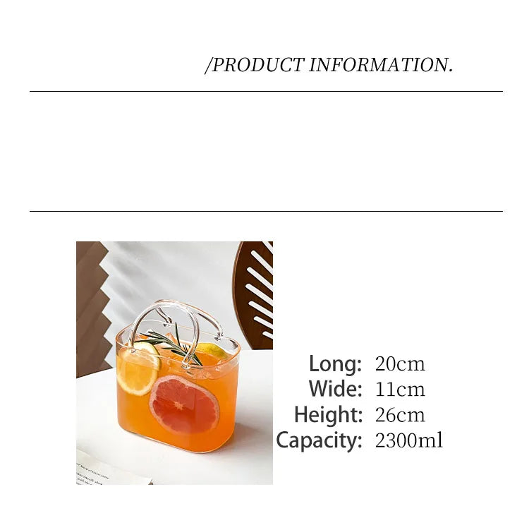 770 Ml Handbag Glass Beverage Cup Cocktail Glass Wine Cups with Straw Creative Fruit Tea Juice Mug for Home Special Drinkware