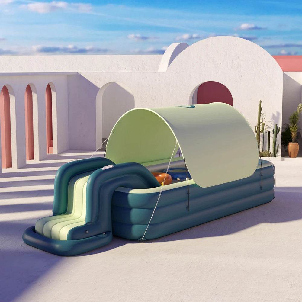 Swimming Pool Inflatable Pools Children's Family Outdoor Party Sun Shade Folding Swimming Pool Slides for Kids Babies - AIAZ