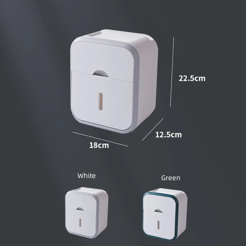 Toilet Paper Holder Box holder Bathroom Rack Waterproof Reel Tissue Storage Box Punch-free Kitchen Bathroom Storage Holder