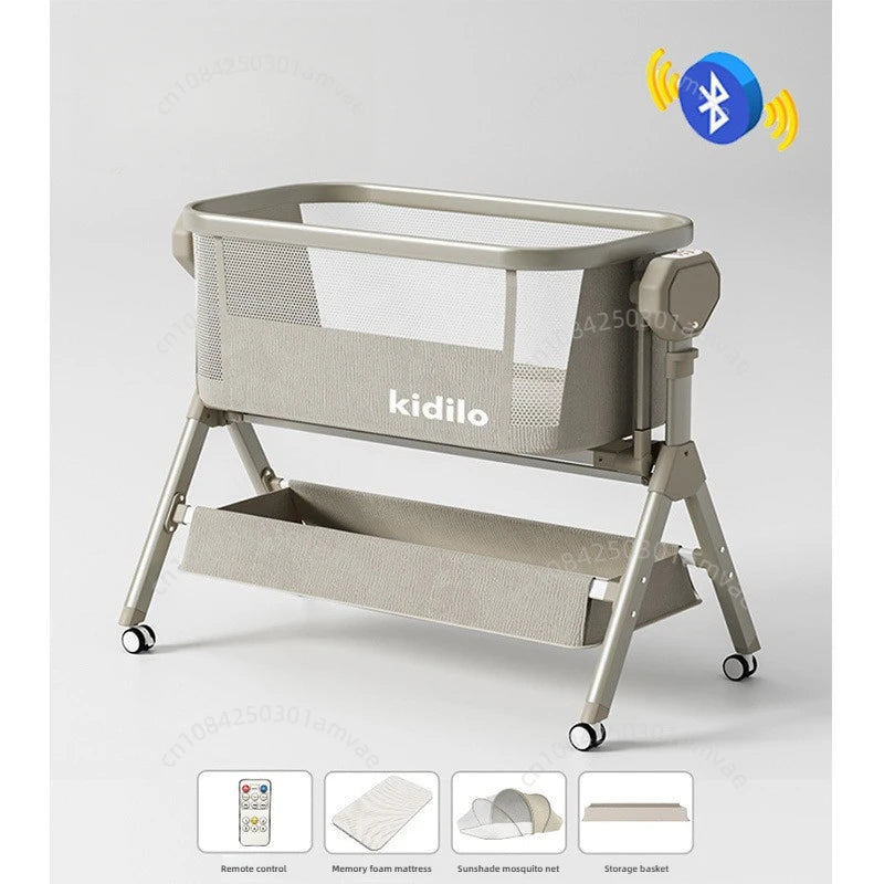 kidilo Multi functional baby crib,movable and foldable, electric splicing large bed,newborn crib Metal material,minimalist style