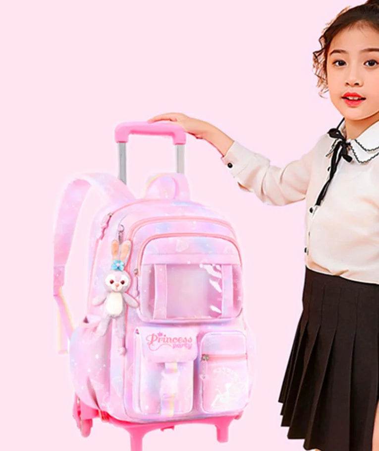 School Rolling backpack Bags school wheeled backpack for girls kids School trolley bag for girls school bag wheels for girls - AIAZ