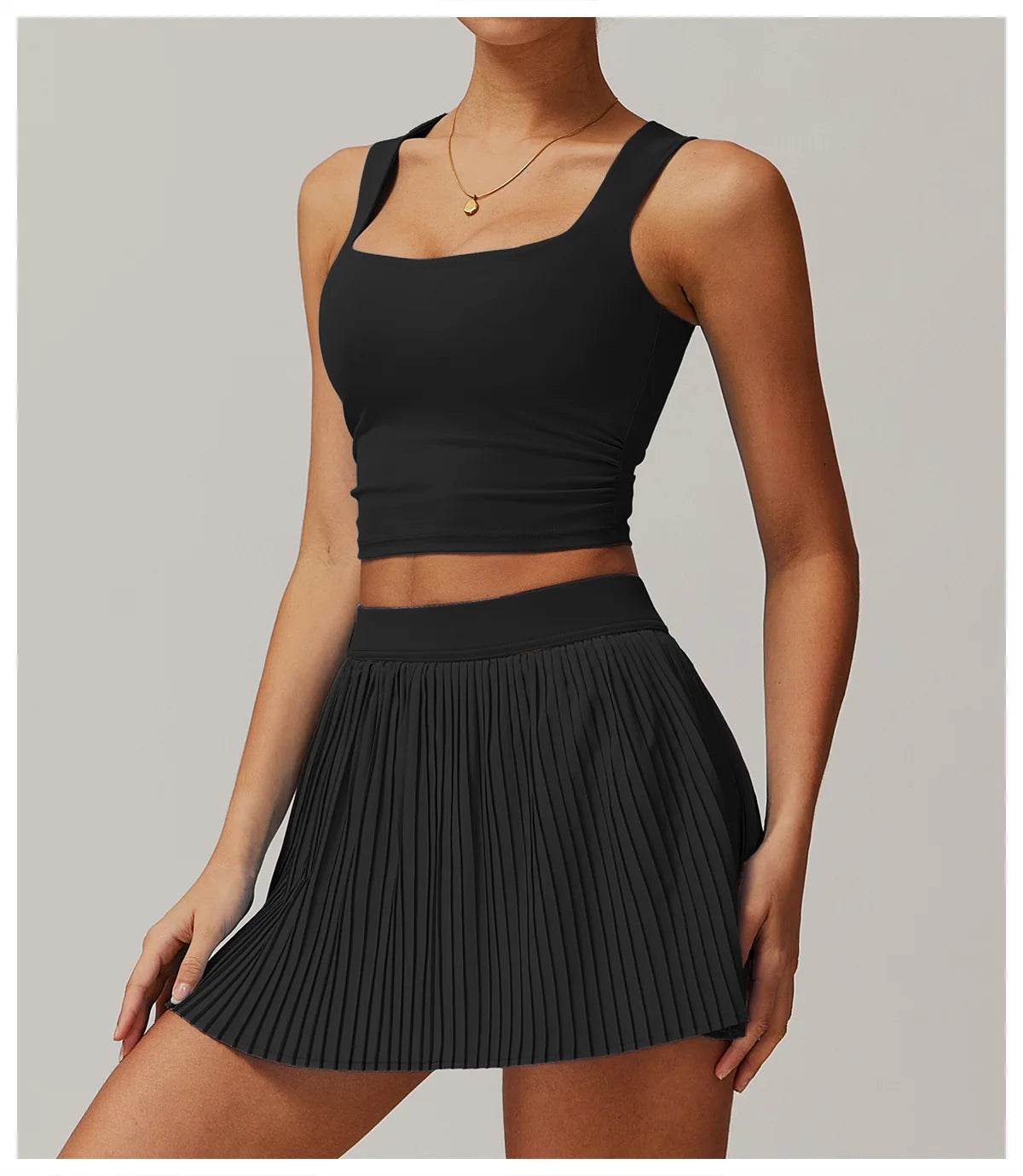 Yoga Sets Workout Sets for Women 2 Pieces Gym Suits Long Sleeved Outfits Zipper Fitness Jacket Running Short Skirt Sportswear - AIAZ