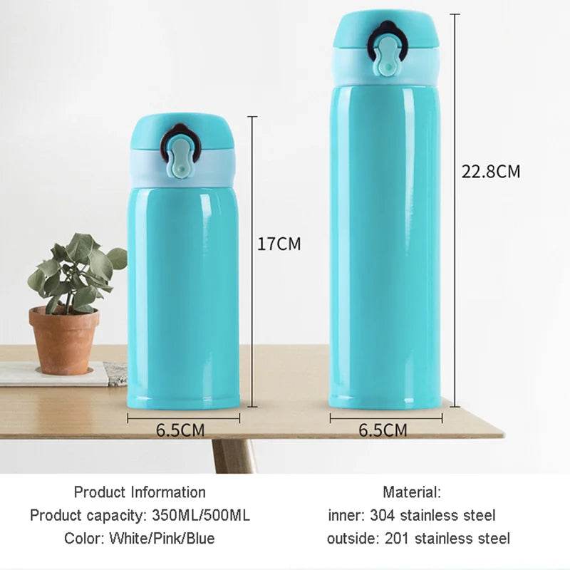 500ML Children's Thermos Bottle Vacuum Water Bottles 304 Stainless Steel Drinking Cartoon Cup School Water Bottle For Girls Kids - AIAZ