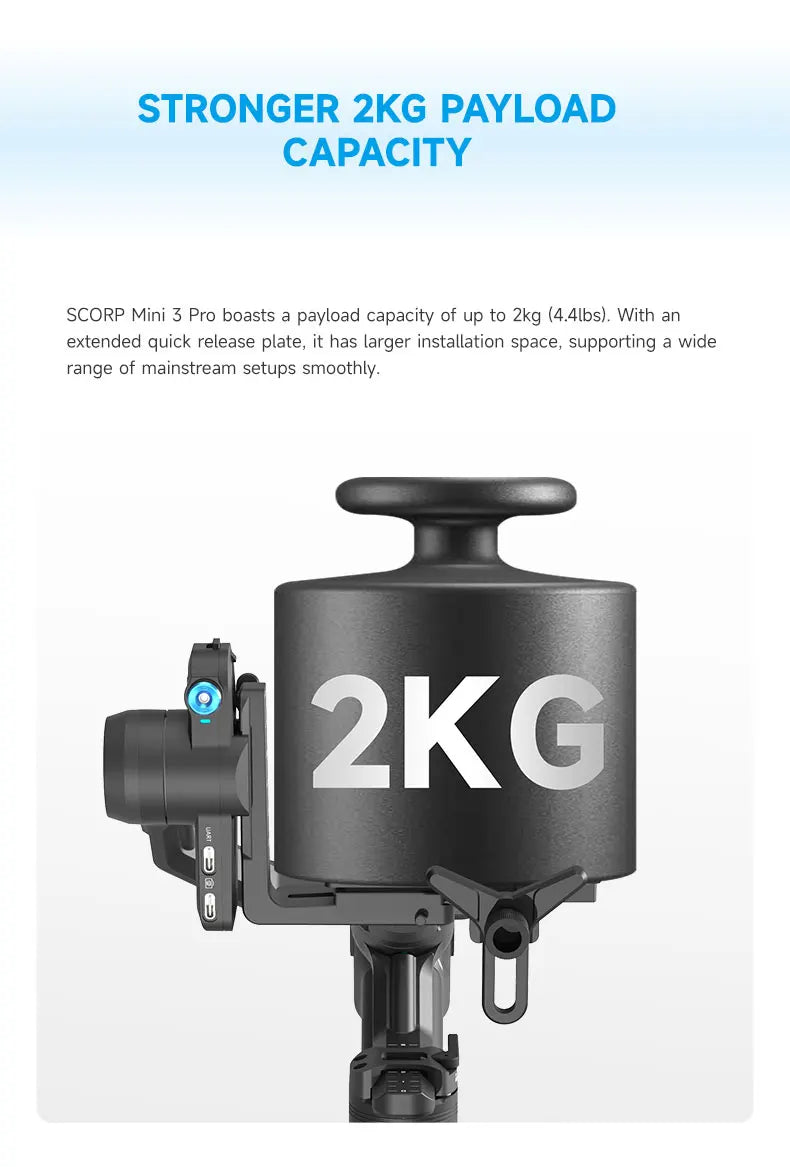 FeiyuTech SCORP Mini 3 Pro Gimbal with Detachable Remote Handle & AI 4.0 Tracking for Mirrorless, Action Camera & Smartphones