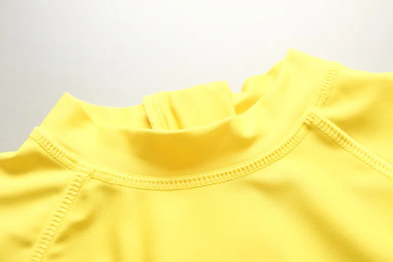 Baby Girl Swimwear Yellow Swimsuit for Girls UPF50 Sunscreen Children Swimming Suit Long Sleeve Infant Toddler Bathing Suit Kids