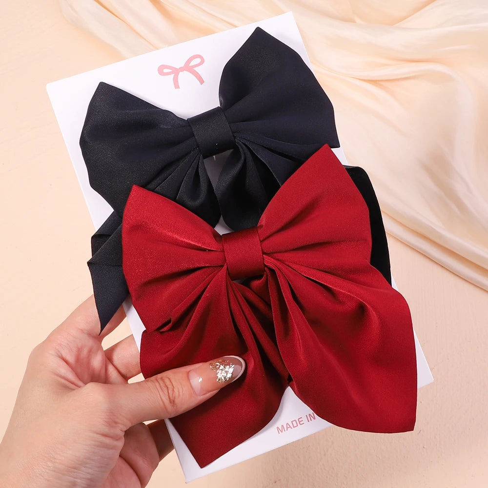 2Pcs/set Sweet Solid Bowknot Hair Clips for Women Girls Print Bows Hairpins Barrettes Duckbill Clip Headwear Hair Accessories