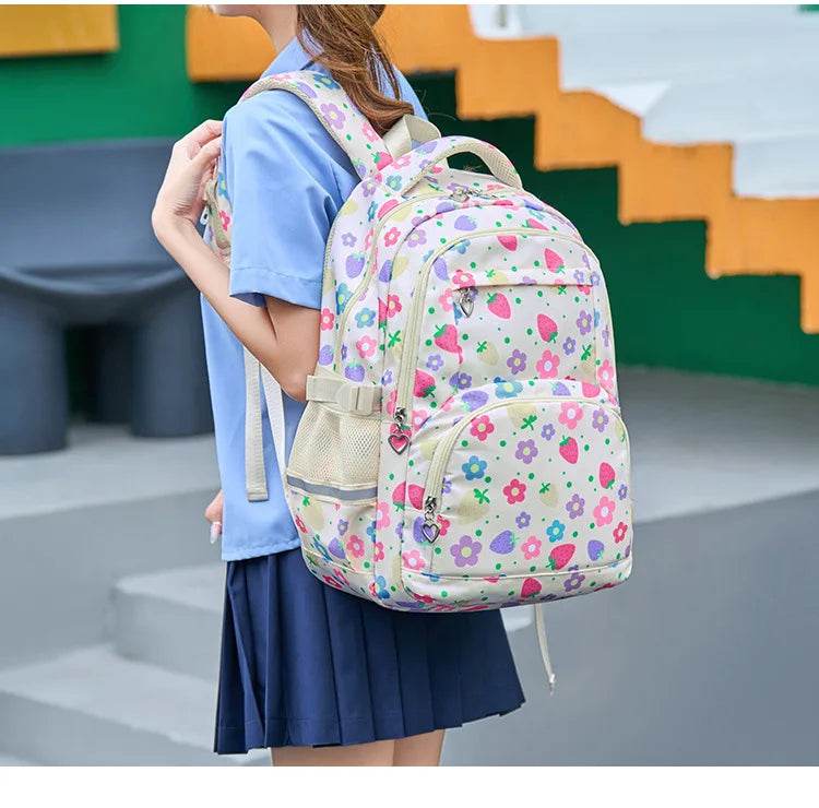 School Bags for Girl Pencil Case Colorful Set School Backpack Book Bag Luxury Brand Schoolbag Teenager's Backpack Kids - AIAZ