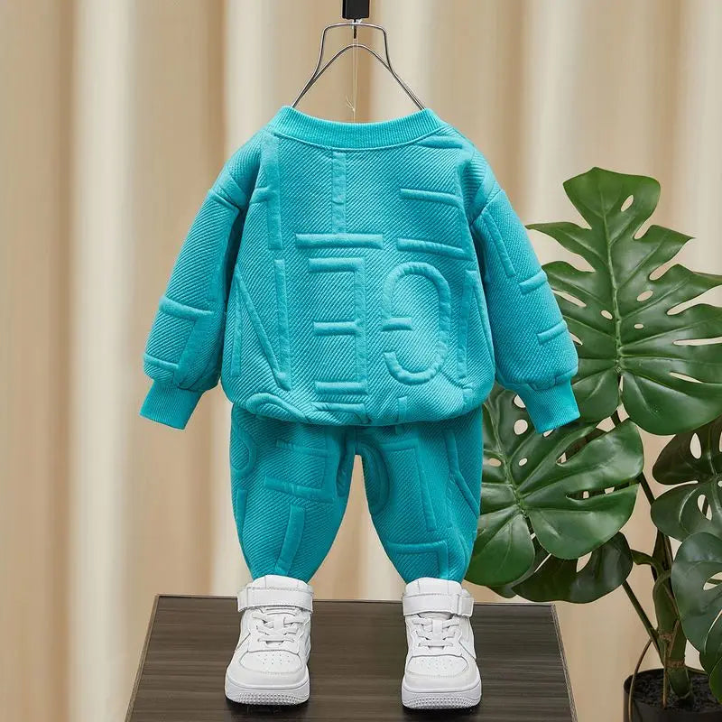 Boys 2Pcs Tracksuit Baby Girls Kids Casual Clothing Sets Baby Kids Sports Unisex Letter Pants Outfits 1-7 Ys Children Sweatshirt
