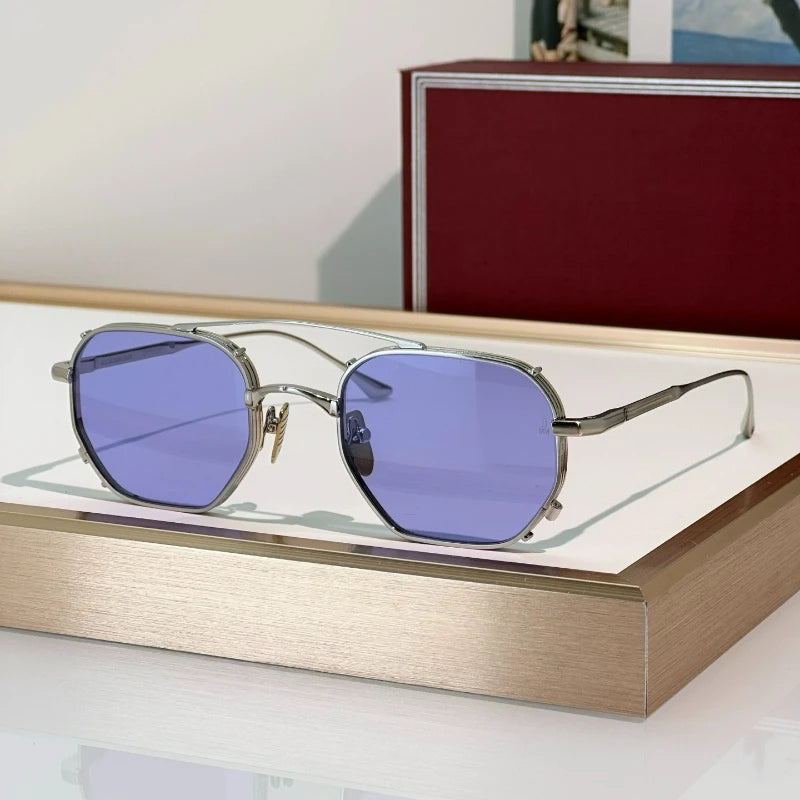MARBOT Sunglasses Double Bridge Design Handmade Quality Alloy Rectangular Designer Brand Classic Alloy Glasses Outdoor UV400