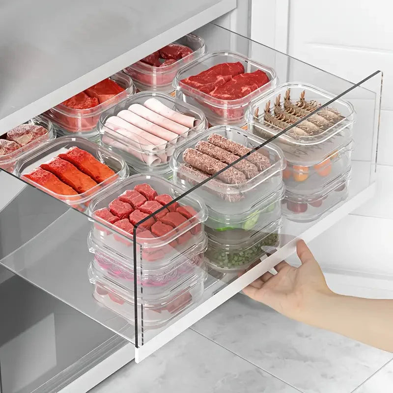 Stackable Food Storage Boxes with Lids - Microwave Safe Containers for Meat, Veggies, Fruits & Grains - Kitchen & Camping Use