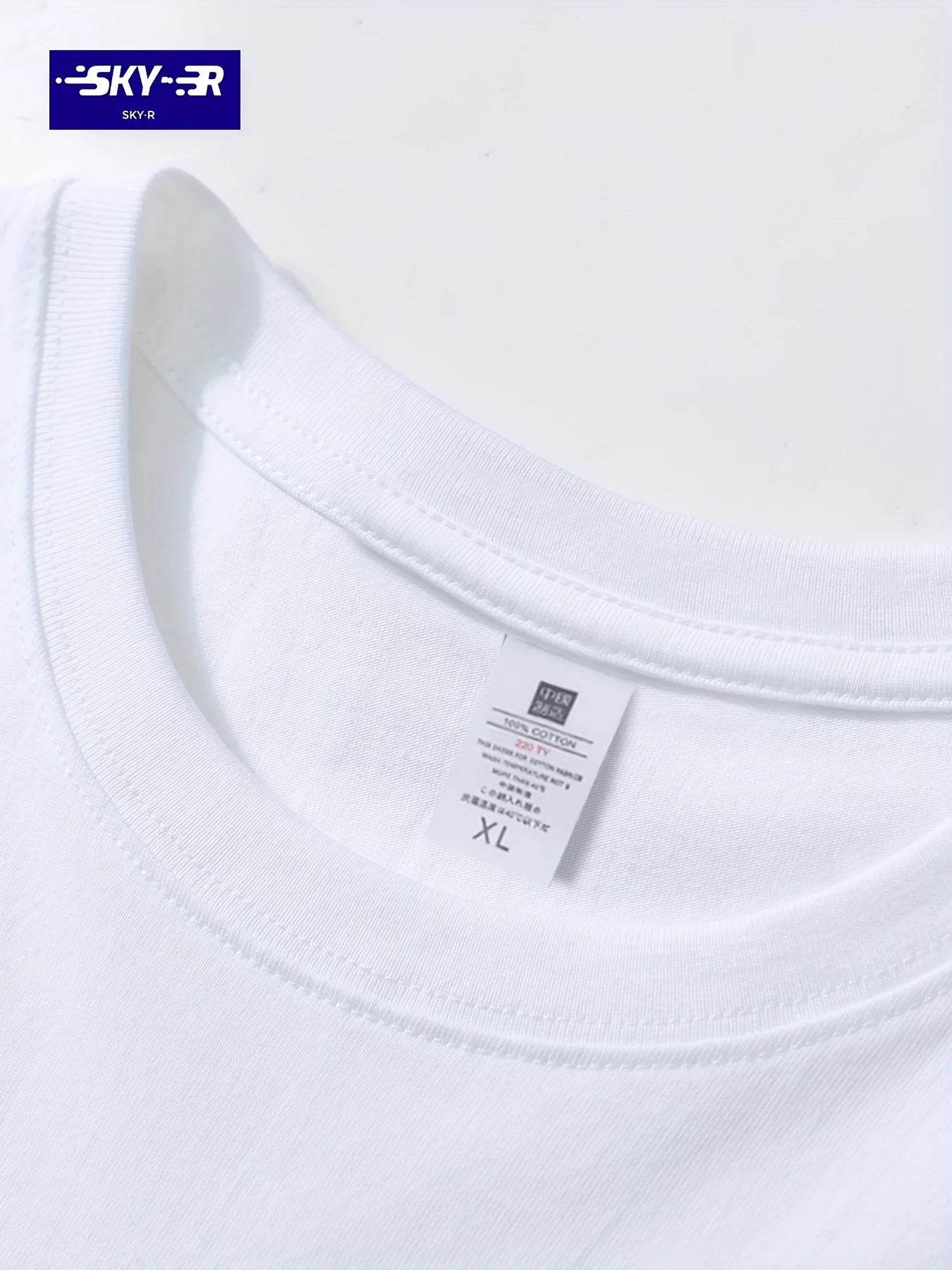 Summer Men's 100% Cotton Casual Sports Loose Large Size Letter Pattern Printed Comfortable Round Neck Short Sleeve T-shirt Top - AIAZ