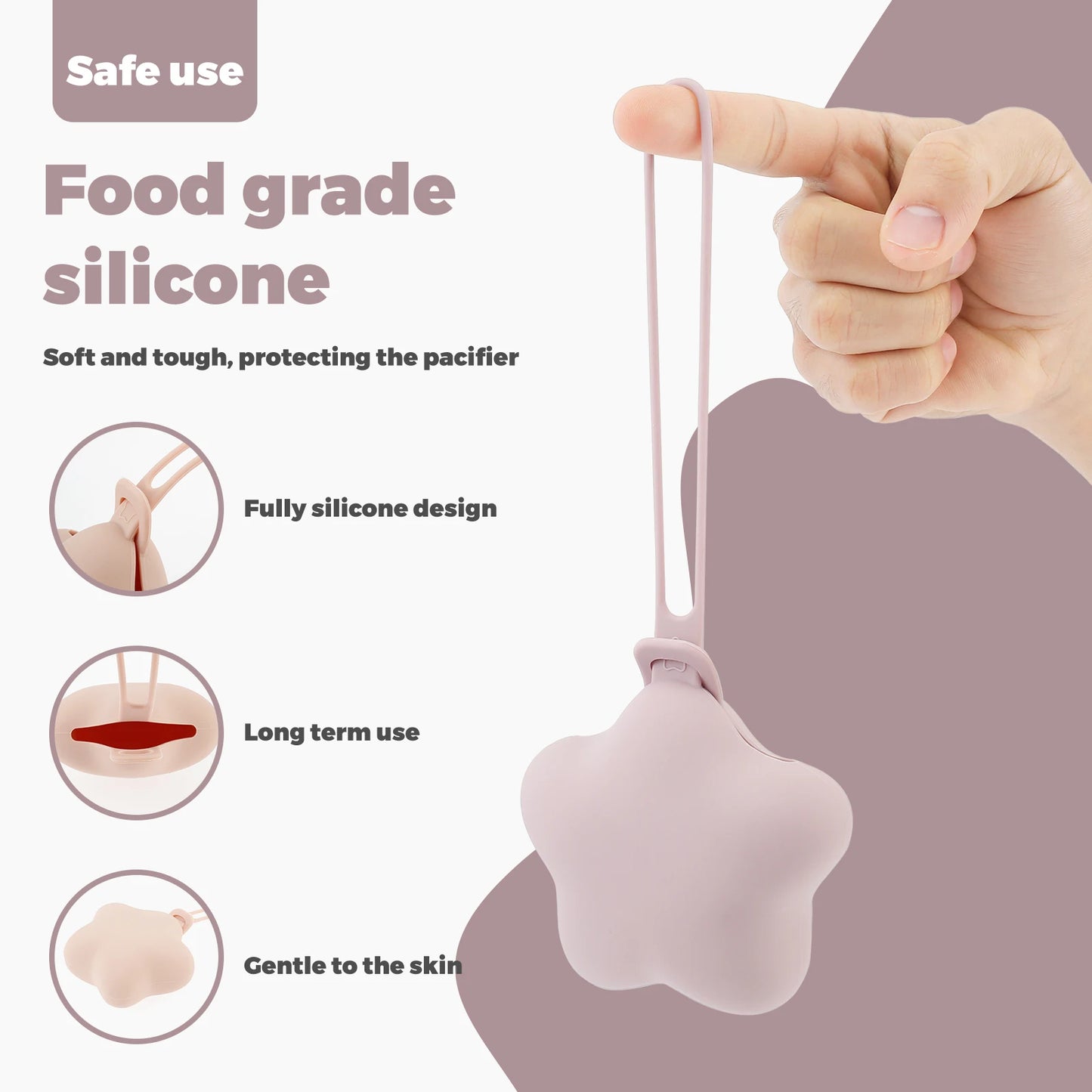 3/6Pcs Star Pacifier Storage Bag Silicone Dustproof Pacifier Holder Case Portable Baby Pacifier Chain Bag Baby Accessories
