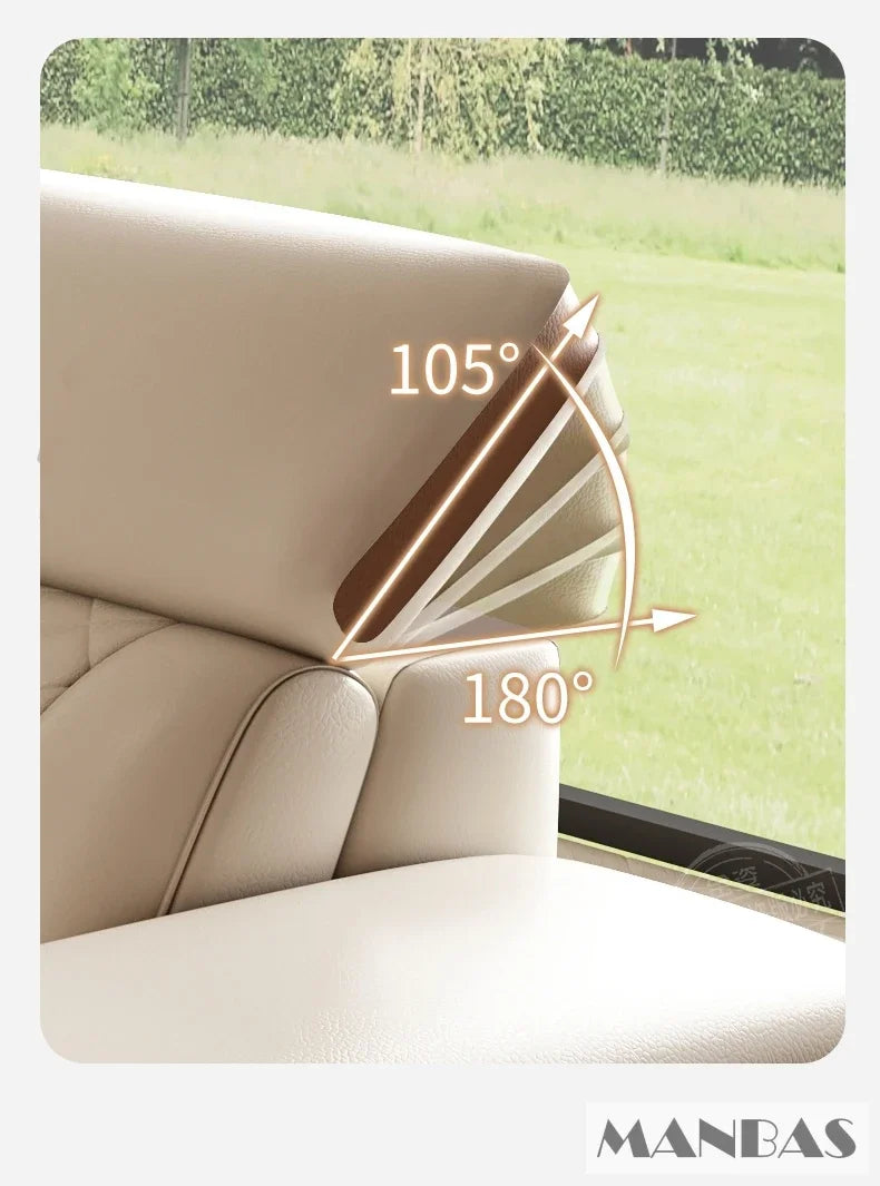 MINGDIBAO Premium Italian Genuine Leather Sofa Set for Living Room with Adjustable Headrests and Built-in Bluetooth Speaker, USB