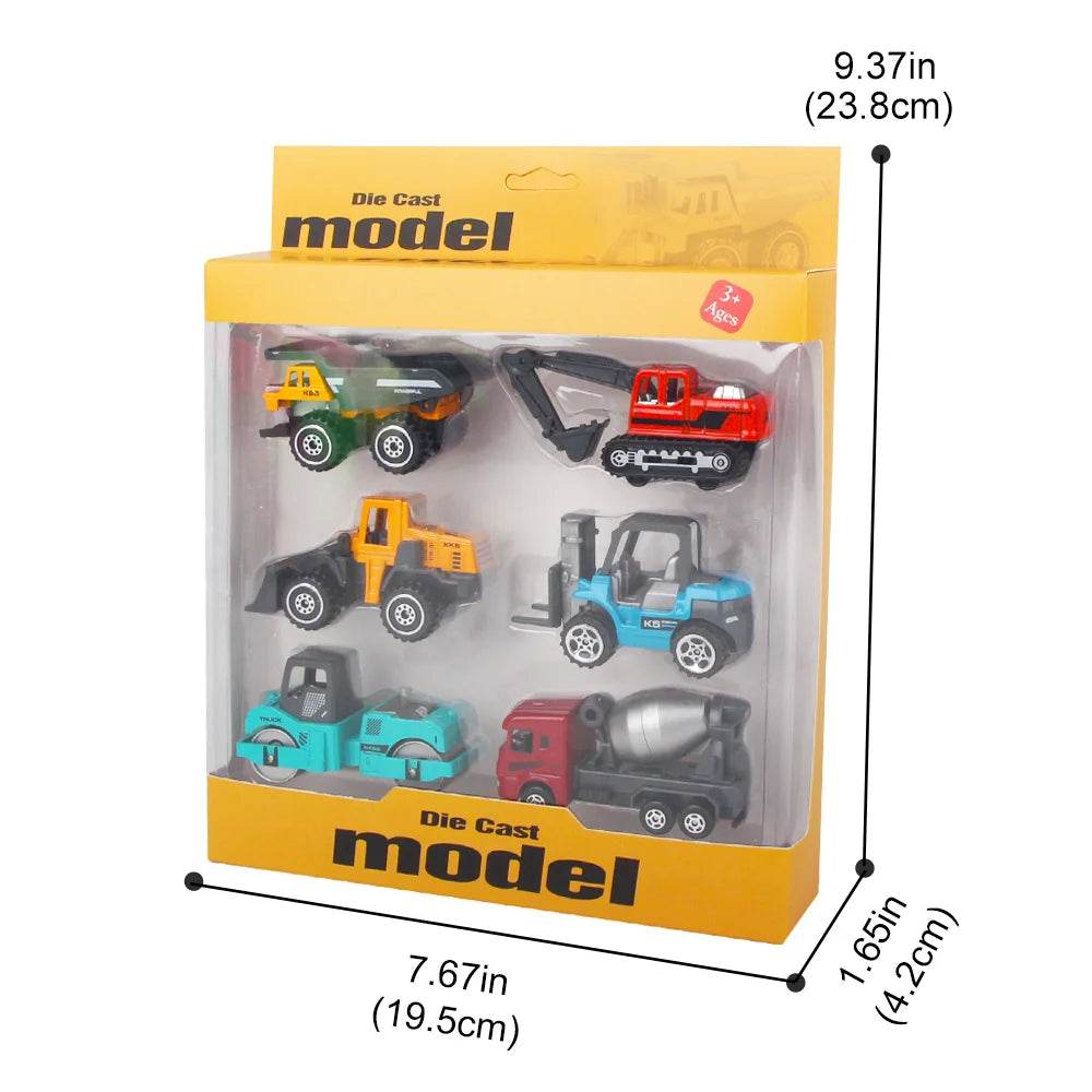 6pcs/set Alloy Engineering Truck Toy Car Classic Construction Model Vehicle Loader Tractor Excavator Toys for 3 years Boys Gifts - AIAZ