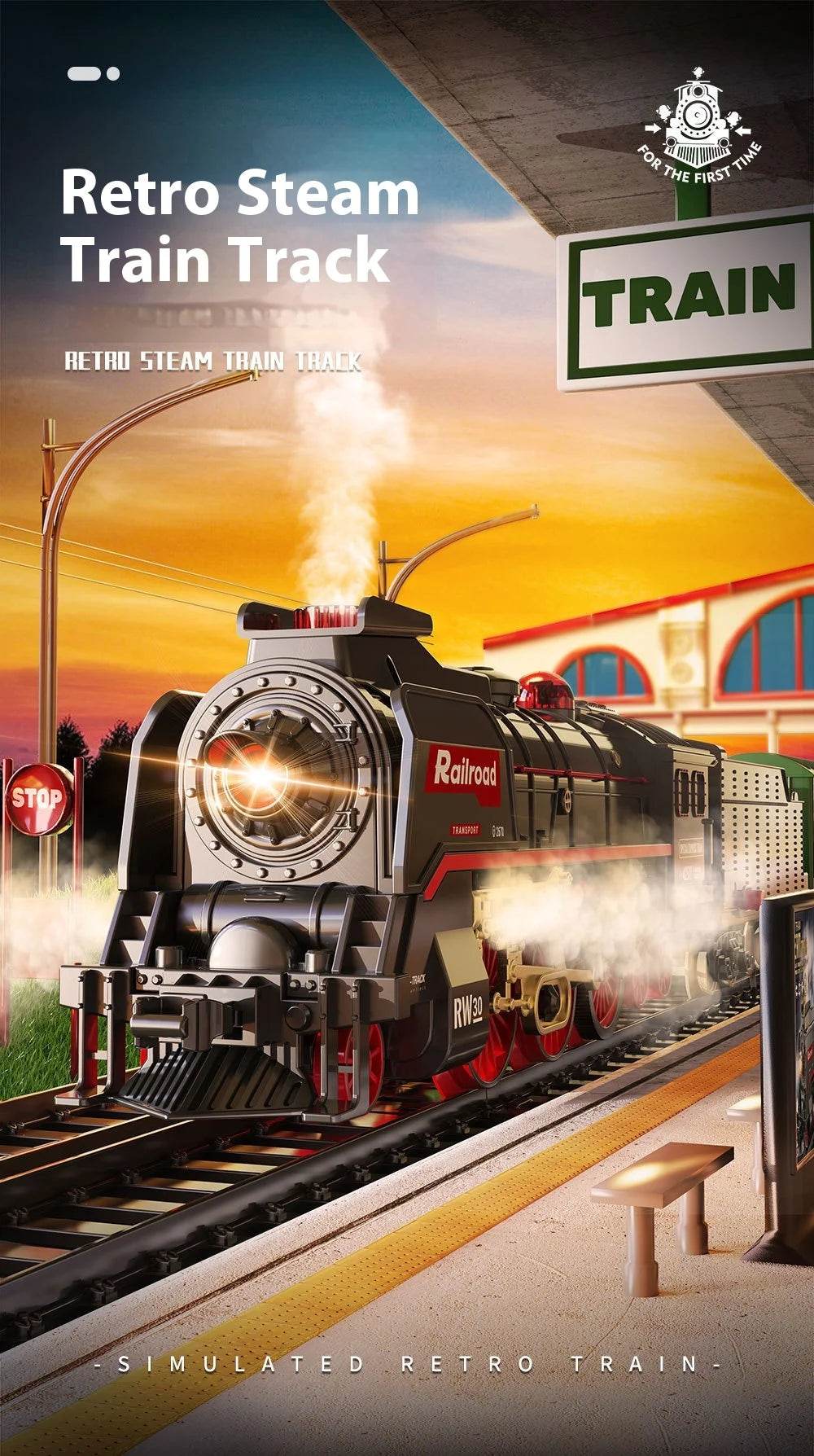 Electric Remote Control Steam Train Toy Green Children's Small Train Color Box Boy's Birthday Gift - AIAZ