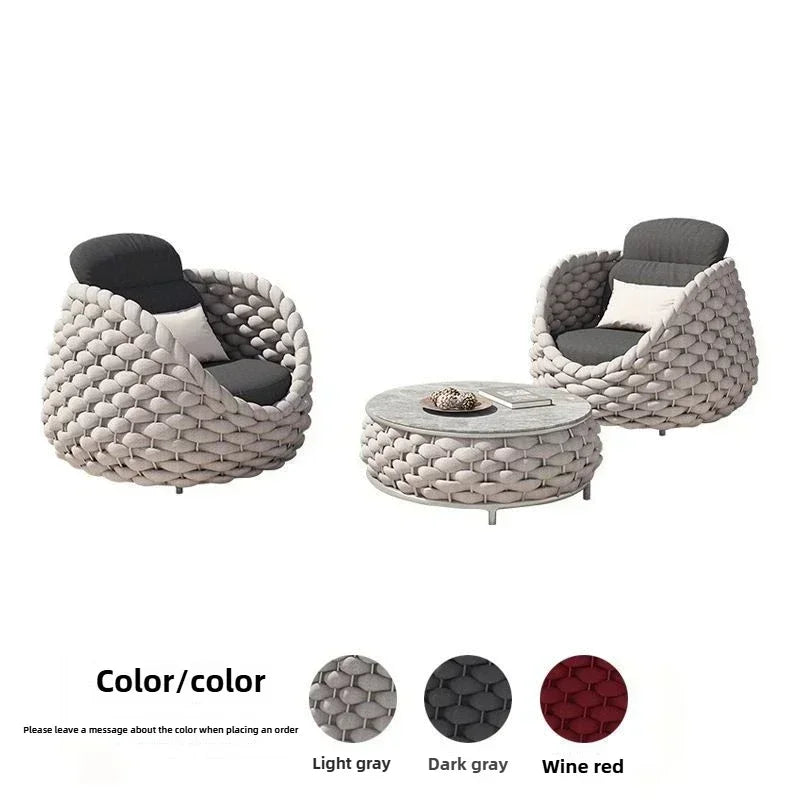 Outdoor Rattan Sofa Courtyard Combination Double Chair Leisure Terrace Villa Living Room Balcony Outdoor Seat Furniture Home