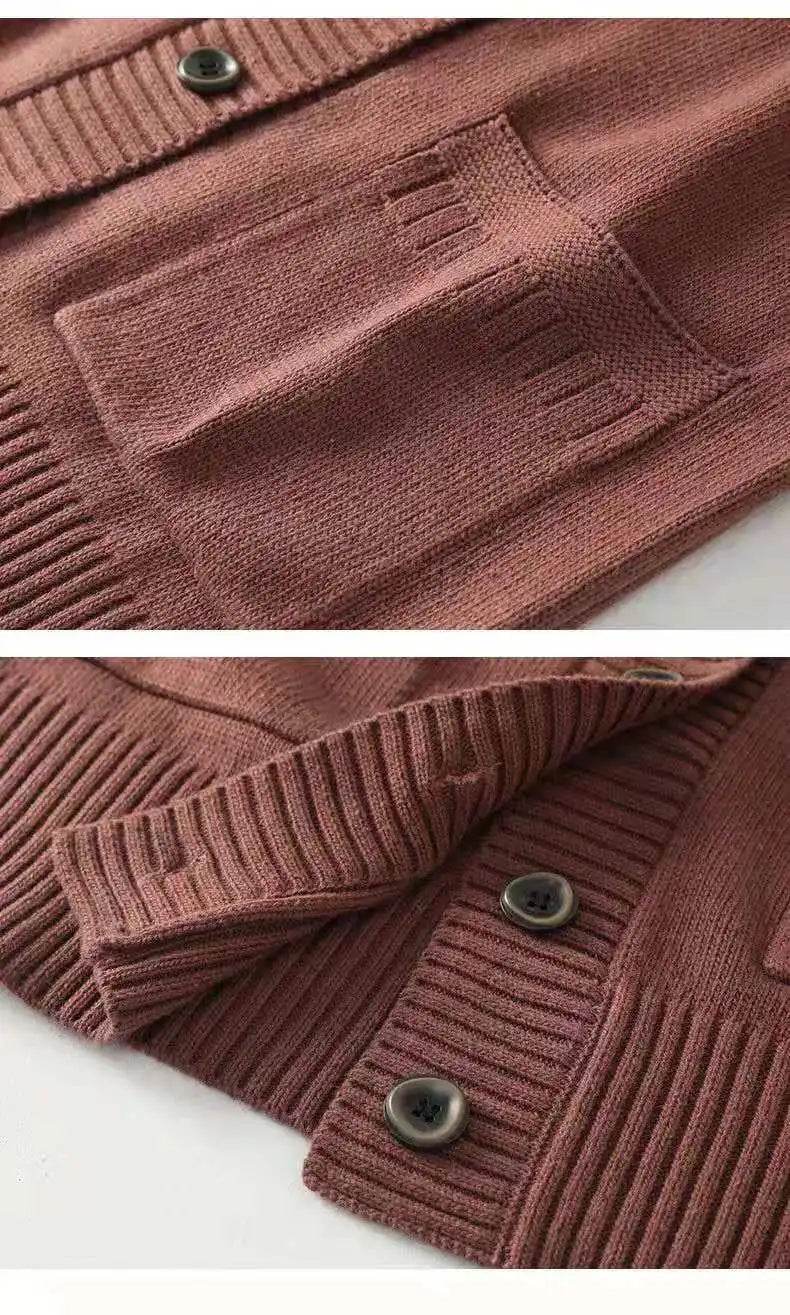 Knitted cardigan women's mid length westernized top autumn and winter new Korean version loose sweater age reducing jacket women - AIAZ