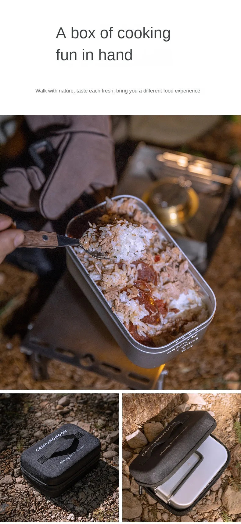 Campingmoon Hard Alumina Alloy Portable Heated Picnic Outdoor Camping Cookware Bento Lunch Meal Box