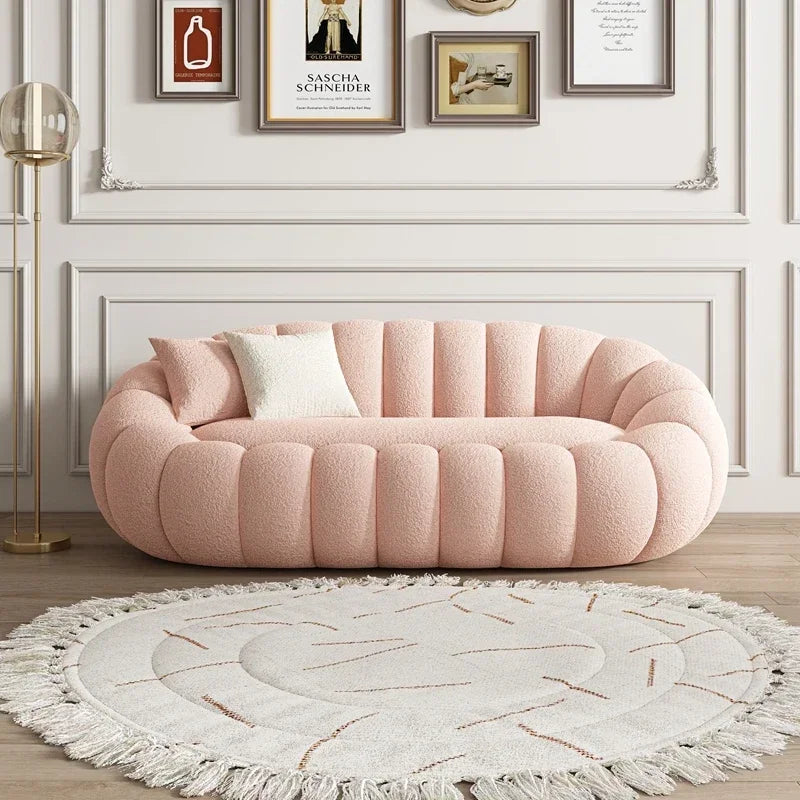 Lazy sofa that can be reclined or slept on, pumpkin sofa chair, small-sized lamb velvet fabric sofa, single sofa