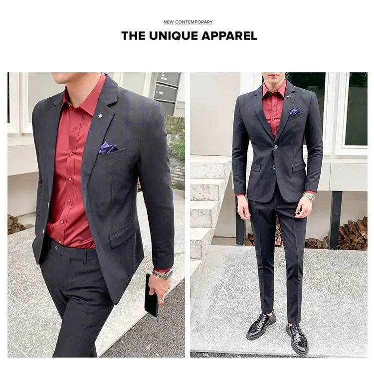 2025 Suit (Blazer+ Pants) Men's Fashion Hosts British Style Work Business Wedding Casual Art Style Elegant Gentleman Suit M-5XL - AIAZ