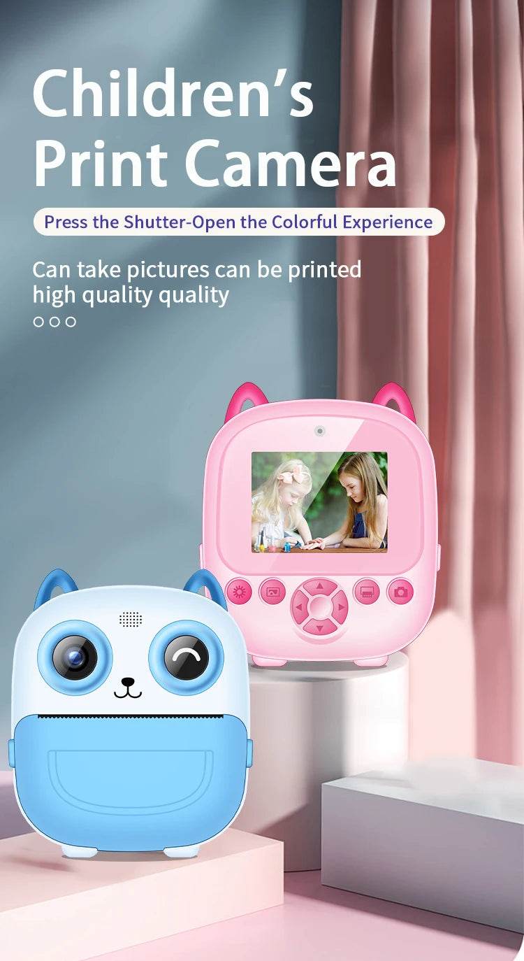 Children Digital Camera Instant Print for Kids Thermal Print Camera Instant Photo Printing Camera Video Toys+32G Memory Card - AIAZ