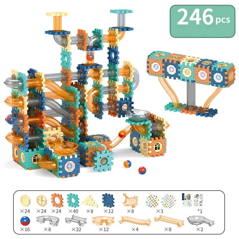 Marble Run Race Track Building Blocks Toys For Kids Labyrint Rolling Ball Funnel Slide Bricks Education Construct Toys Maze STEM - AIAZ