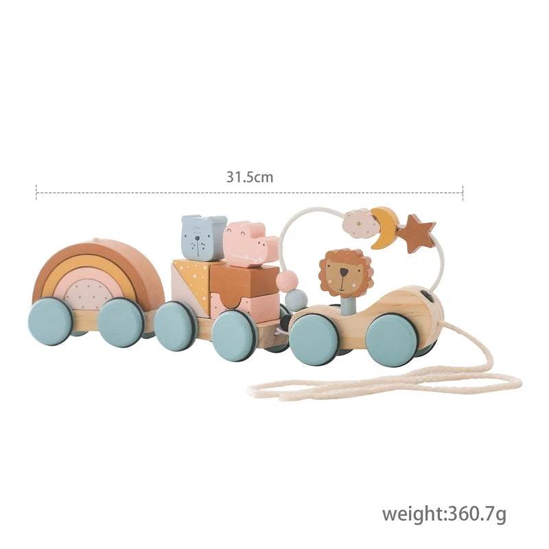 Wooden Train Birthday Toy Montessori Toys Baby Educational Toys Wooden Trolley Baby Learning Toys Number Of Wood Baby's Toys - AIAZ
