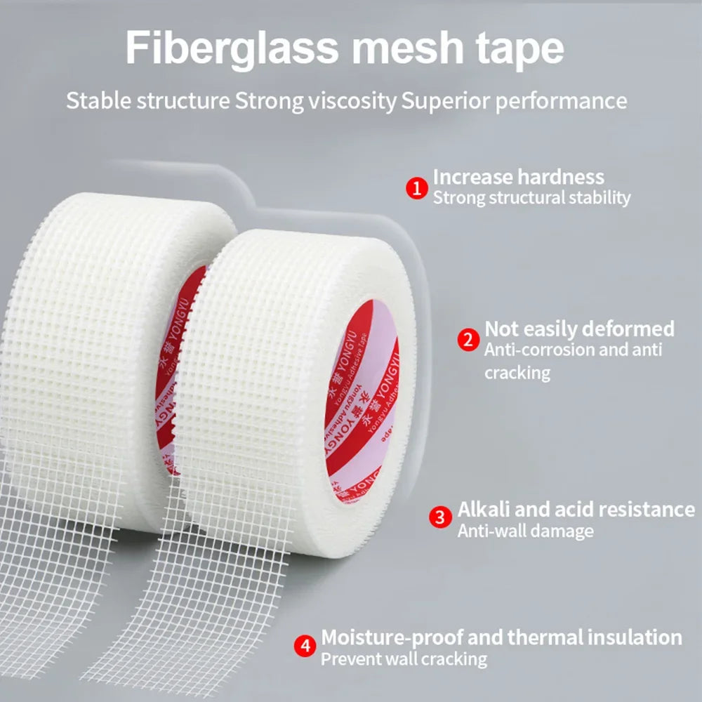 Glass fiber mesh cloth grid self-adhesive wall crack prevention mesh belt cover gypsum alkali resistant tape wall crack repair
