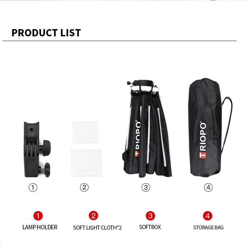 TRIOPO 55cm 65cm 90cm 120cm Foldable Octagon Softbox Tripod Grip for Godox V860III V1 AD200Pro Yongnuo Speedlite Flash Light