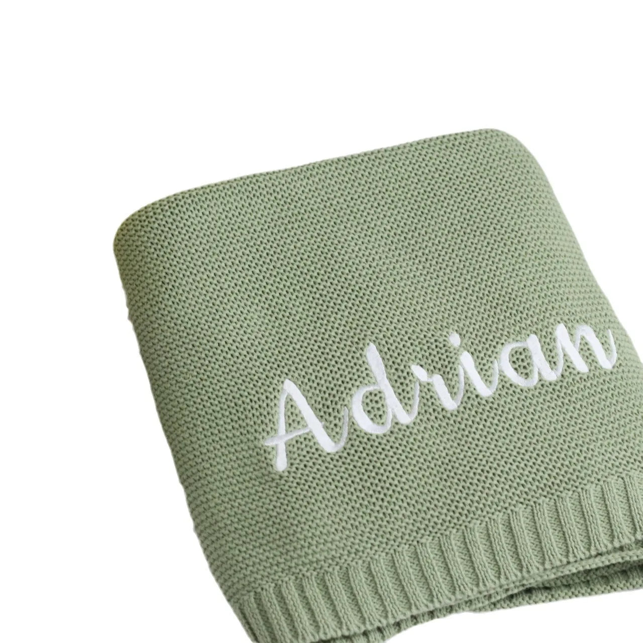 Embroidered Name Knitted Blanket  Stroller Cover Kids Cotton Nap Blanket for Newborn Shower Gifts