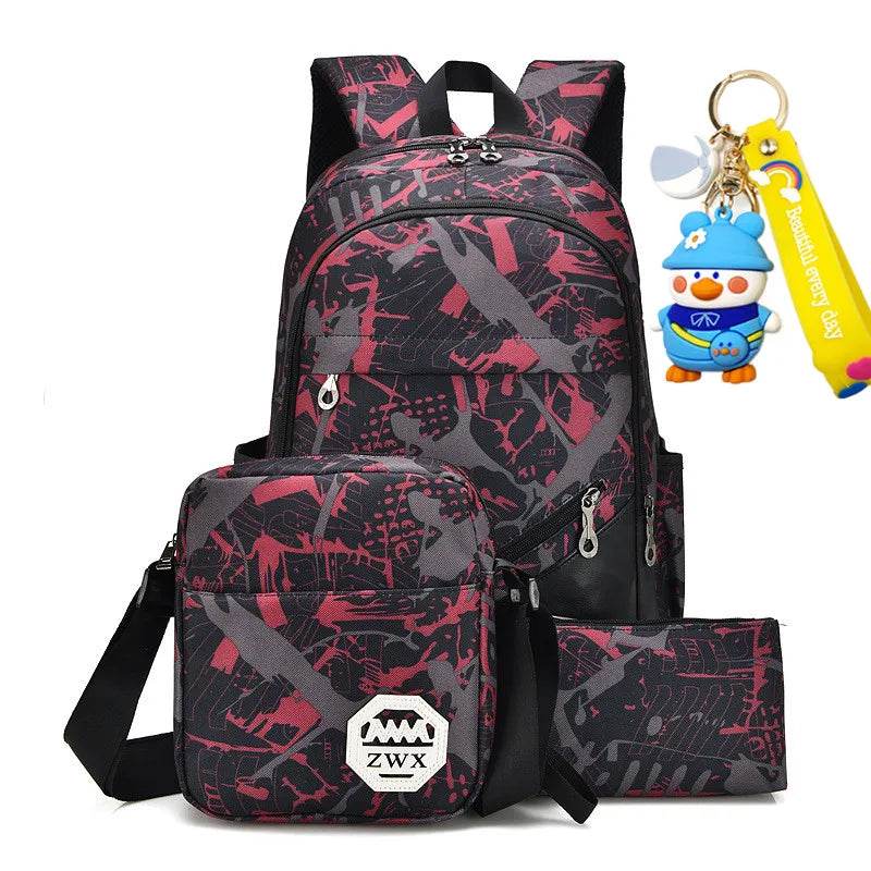 Waterproof travel laptop backpack children School Bags teenager Boys girls camouflage school Backpack set high School backpack - AIAZ