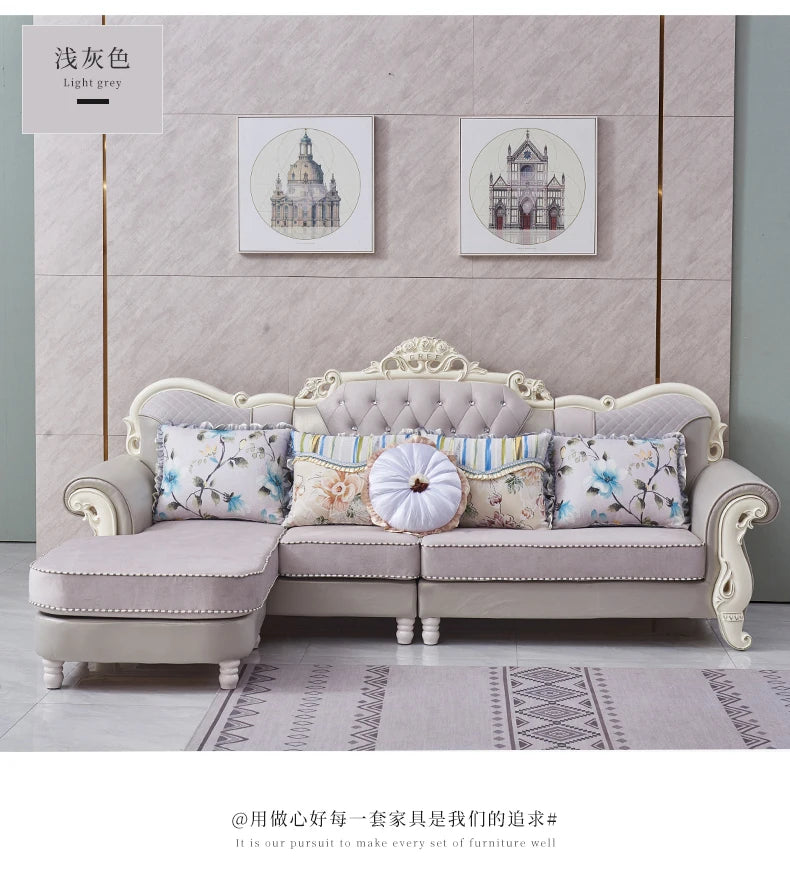 European Adult Sofa Designer High Quality Living Room Luxury Modern Sofas Solid Wood Corner Romantic Muebles Salon Furniture