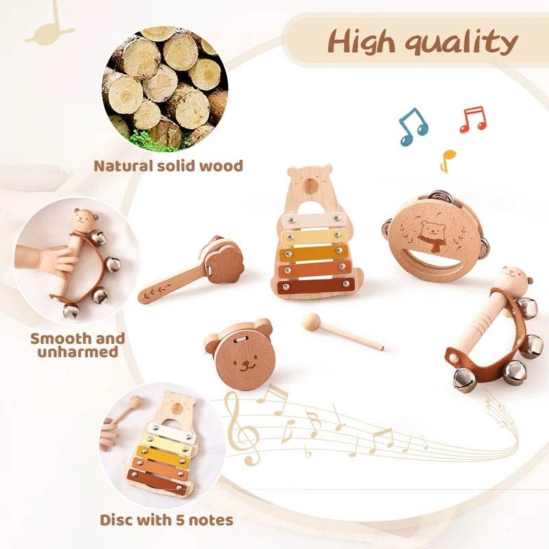 Musical Montessori Toys Baby Toys Rattle Bell Drum Xylophone Percussion for 0 3 Year Kids Early Educational Instruments Toys - AIAZ