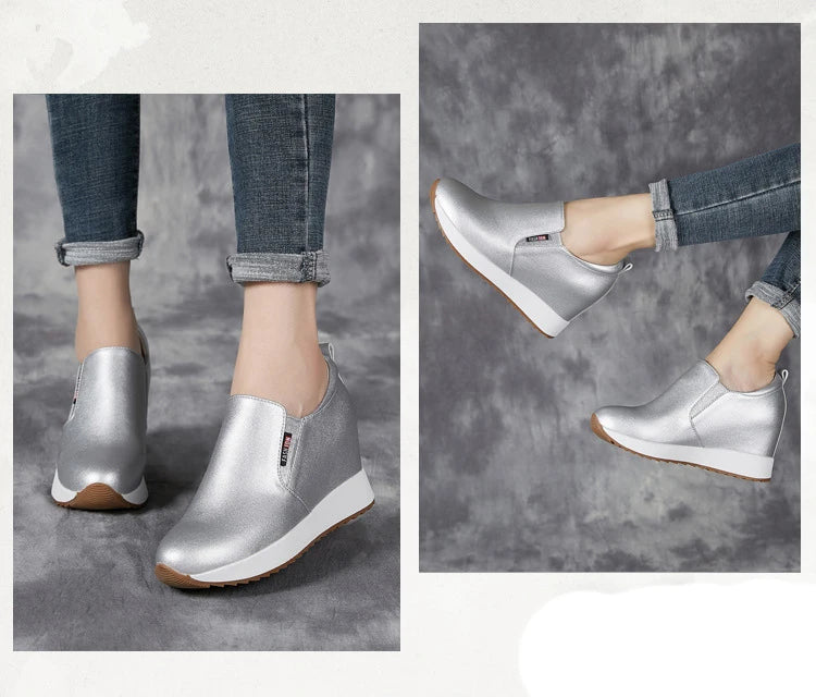 Fujin 7cm Genuine Leather Synthetic Boot Women  Fashion Ankle Platform Wedge Heels Pumps Autumn Spring Sexy Hidden Heels Boots