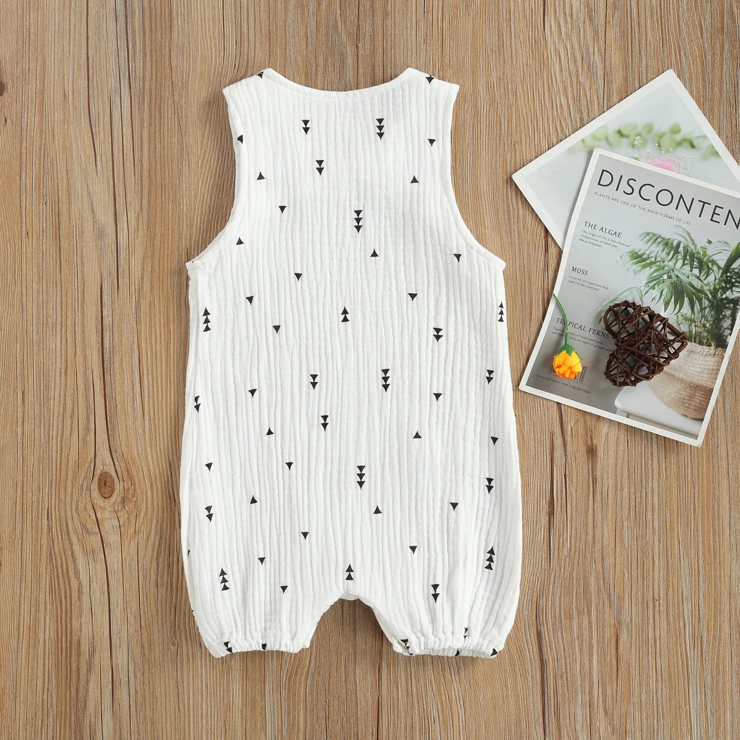Summer Baby Boys Girls Sleeveless Romper Linen Fabric Cactus Print Playsuits Cotton Muslin Jumpsuits Children Overalls Clothing