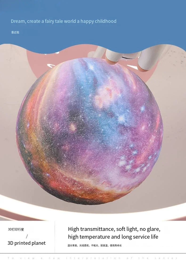 Cartoon Unicorn Bedroom Light Creative Astronaut Pendant Light  Simple Children's Room Light Eye Protection Stepless Dimming