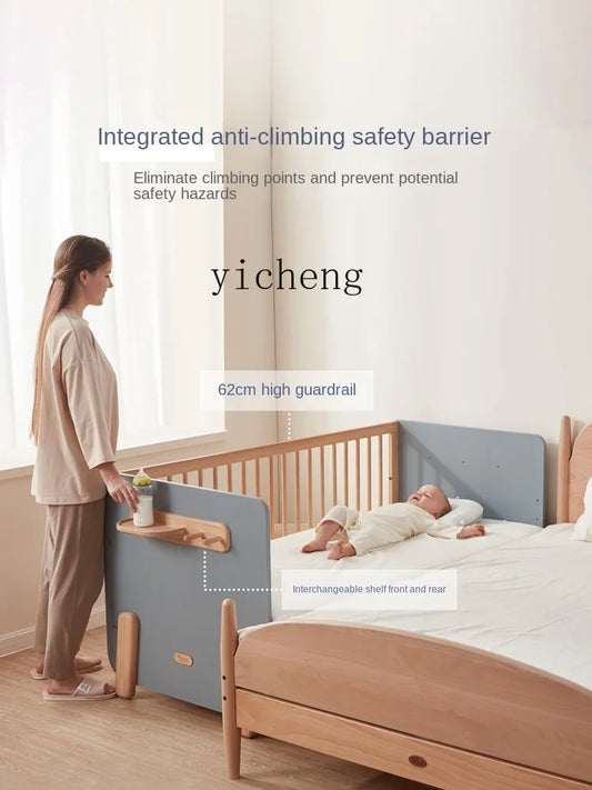 ZZ  Splicing Bed Children's Seamless Bedside Bed Widened Crib Adjustable High Guardrail Bed