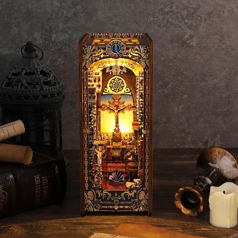 DIY Book Nook Kit Miniature Doll House With LED Light 3D Puzzle Model Building Wooden Bookshelf Bookend Toy Adults Birthday Gift - AIAZ