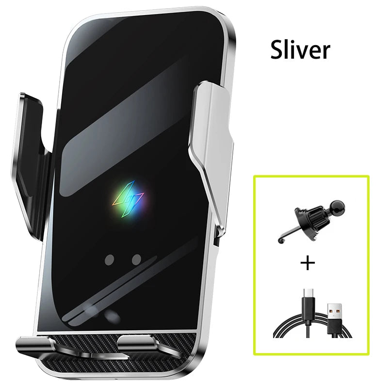 15W Wireless Car Phone Holder with Fast Charger Wireless Phone Charging Mobile Holder for Car for iPhone Huawei Samsung Xiaomi