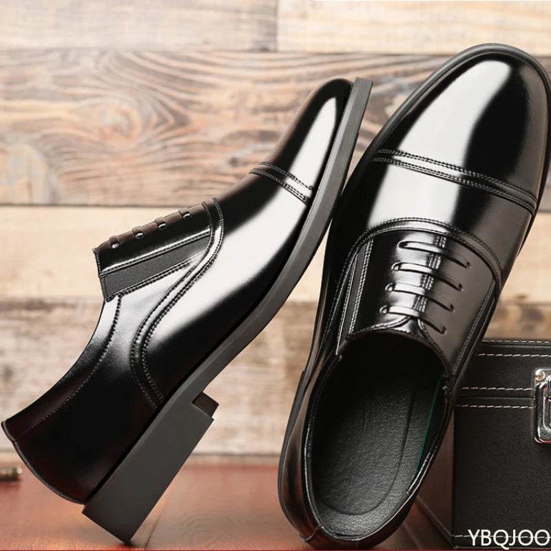 Business Men's leather Shoes Fashion new formal shoe Black round toe work shoes Versatile comfortable Male flats Zapatos Homme - AIAZ