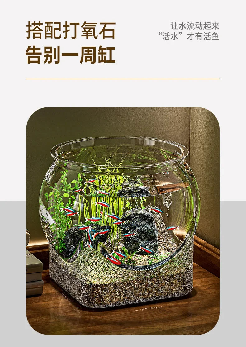 Plastic Sturdy Nicely Betta Fish Bowl Small Aquariums for Small Ornamental Fish and Reptiles High Transparency Glass Good View