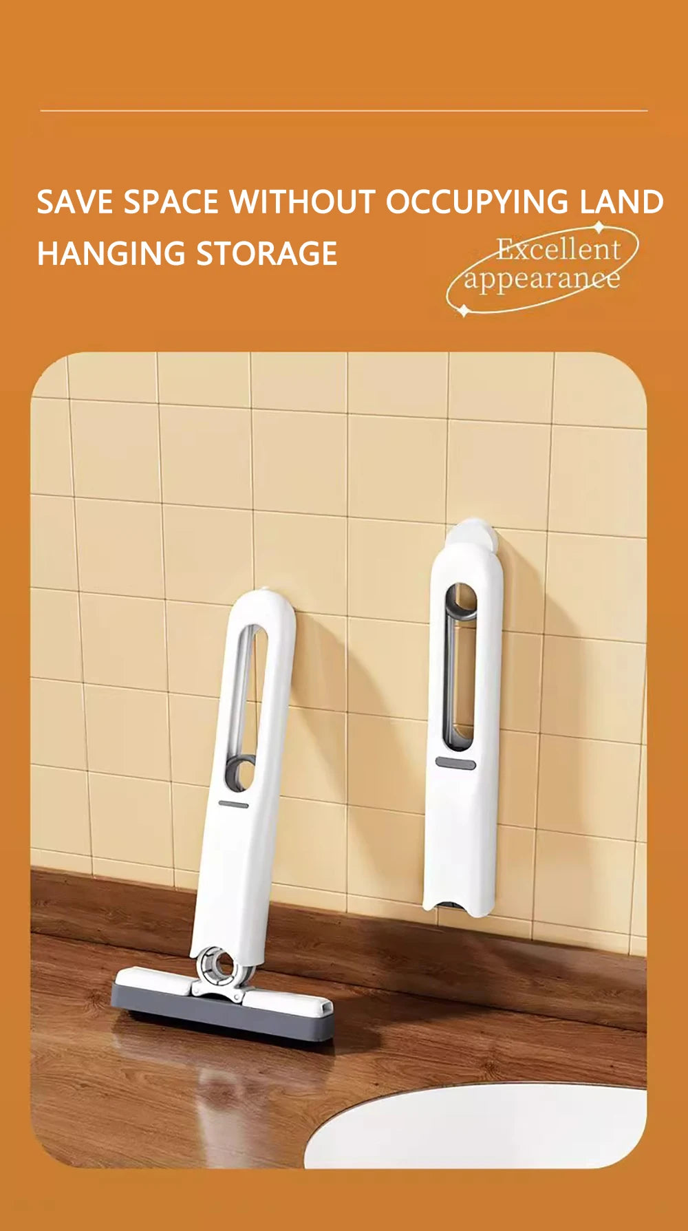 Mini Self Squeeze Mop, Powerful Folding Household Clean Tools, No Hand Wash, Strong Absorbent Mop for Bathroom, Kitchen, Desktop