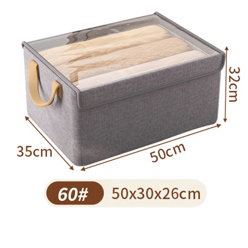 Collapsible Clothing Organizer Folding Clothes Storage Basket with Cover Metal Frame Underwear Storage Box Wardrobe Organizer