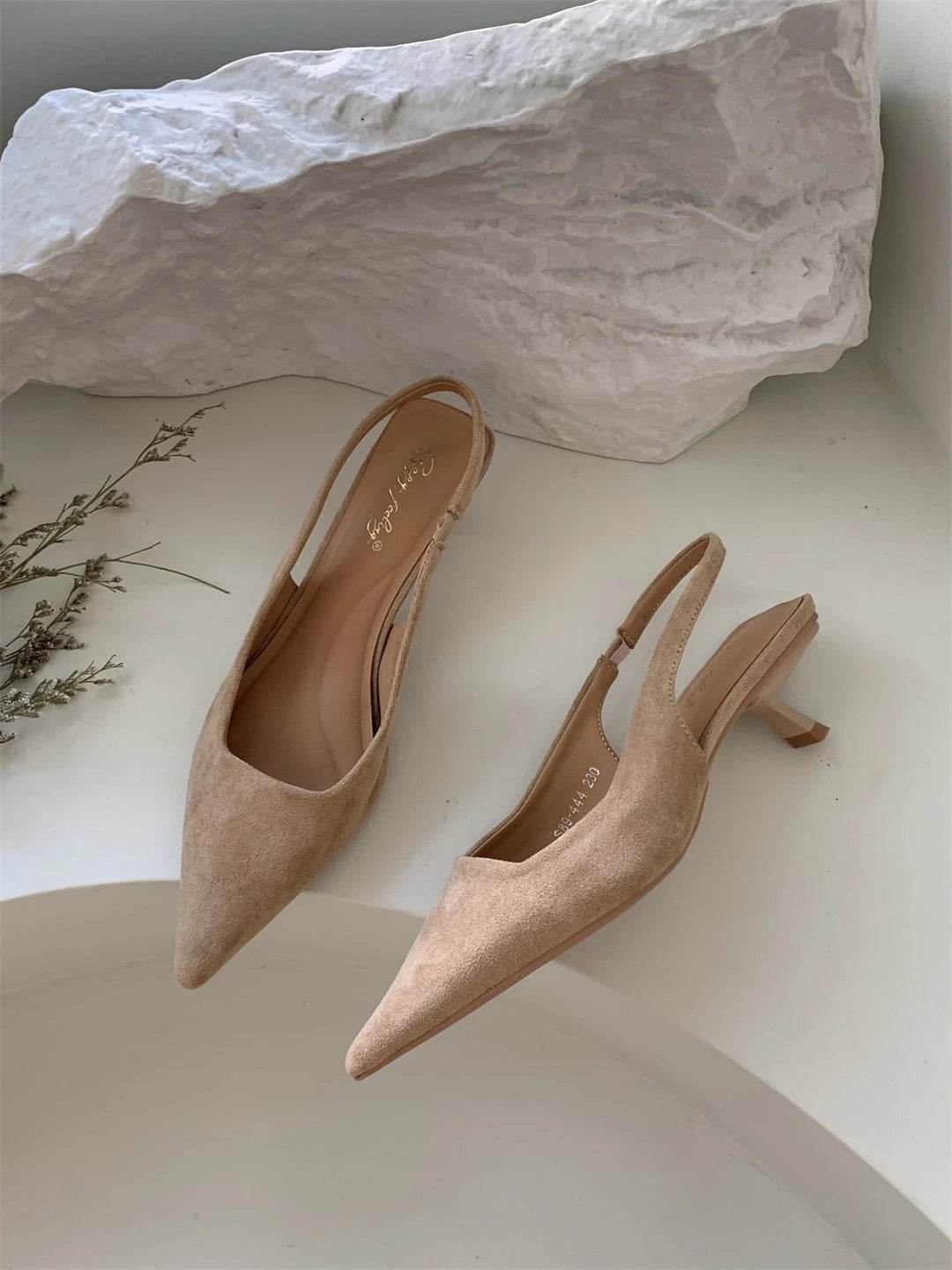 Bailamos Women Sandals Pointed Toe Elegant Low-heel Shoes Summer Fashion Slingback Woman Mules Shoes Pumps Dress Shoes - AIAZ