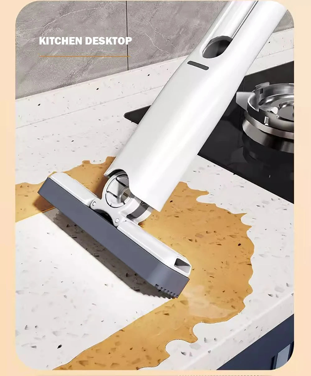 Mini Self Squeeze Mop, Powerful Folding Household Clean Tools, No Hand Wash, Strong Absorbent Mop for Bathroom, Kitchen, Desktop