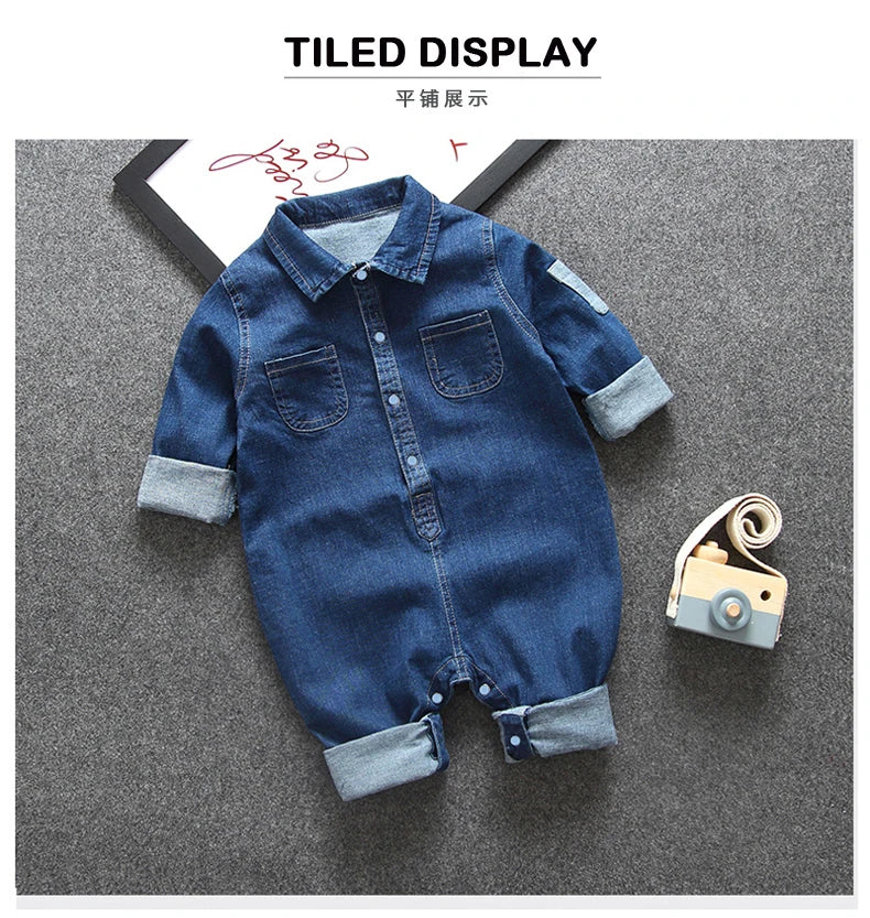 IENENS Baby Rompers Newborn Jumpsuits Clothes Denim One-pieces 0-18 Months Boy Girl Soft Suits Kids Clothes