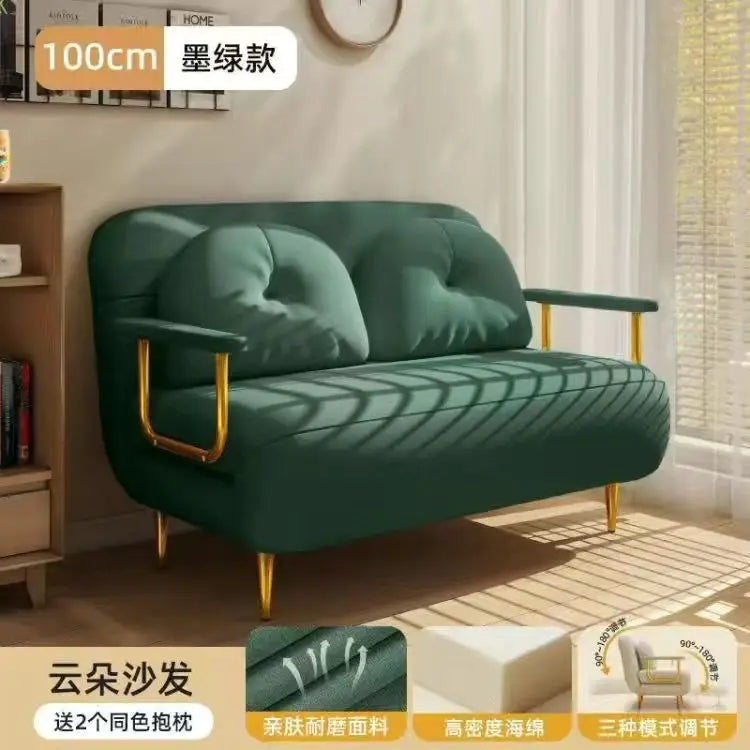 Folding Sofa Bed Dual Use Single Small Unit Balcony Living Room Multi Functional Clouding Stretching Relaxing Sofa Two Seat